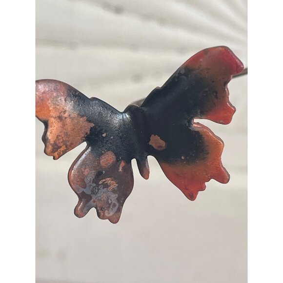 Vintage 1960's Table top Brutalist Metal Butterfly Sculpture Onyx Stone - Picture 7 of 14